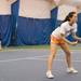 Gina Choe readies her self as her doubles partner Amya Fields serves the ball.
Courtney Sacco I AnnArbor.com